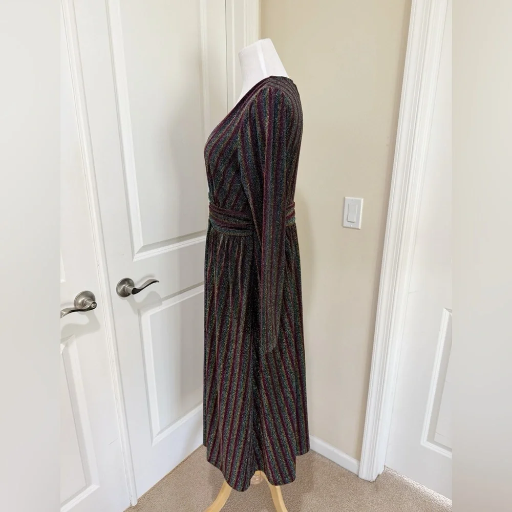 NWT Boden Metallic Burgundy Multi Stripe Long Sleeve Sweater Dress Size 10R - Picture 5 of 9